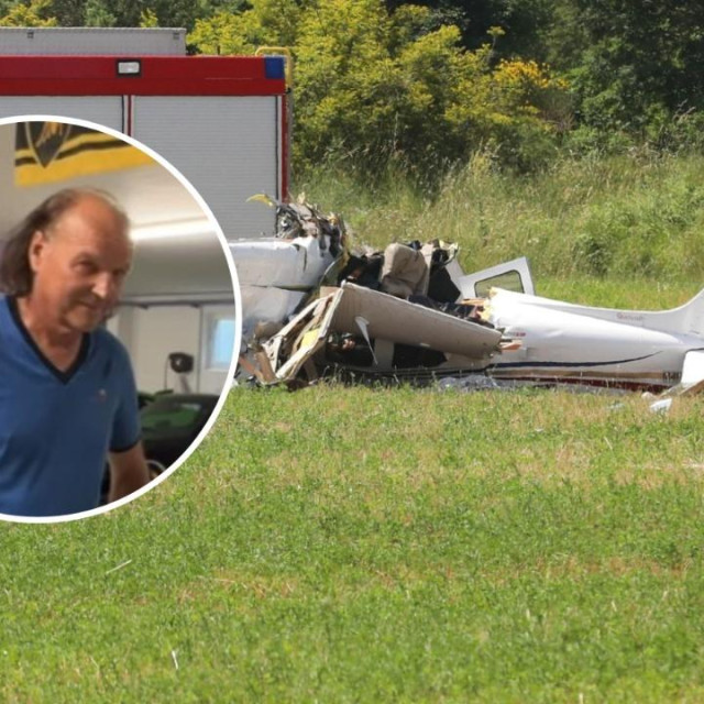 Poginuli Walter Pondorfer (u krugu) i zrakoplov nakon tragedije
