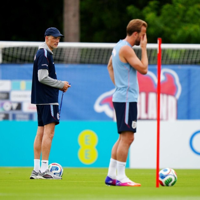 Thomas Tuchel i Harry Kanea na treningu