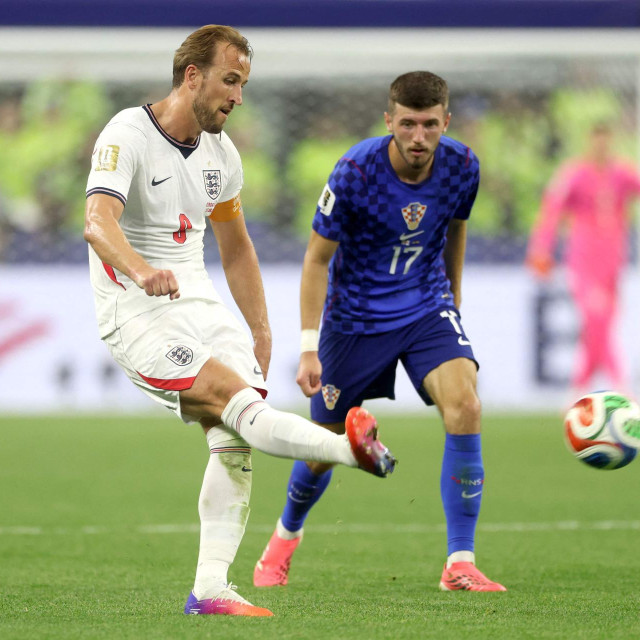 Harry Kane i Petar Sučić na utakmici Hrvatske i Engleske u Dallasu