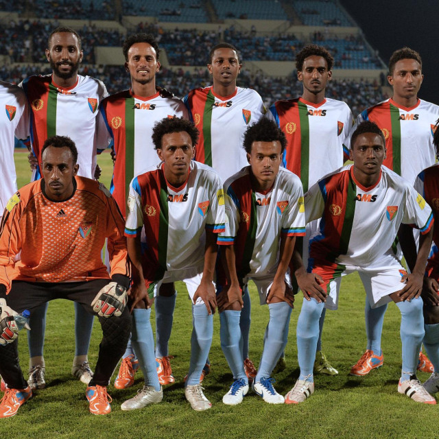 Nogometaši Eritreje snimljeni 2015. godine uoči utakmice s Bocvanom