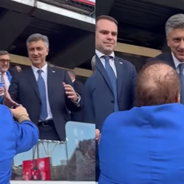 Premijer Andrej Plenković i Mladen Grdović na utakmici u Torontu