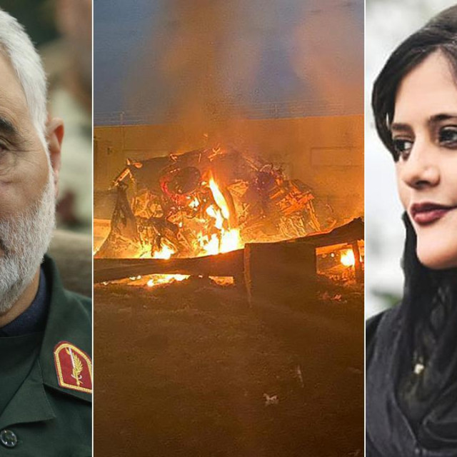 Qasem Soleimani, auto u kojem je Soleimani ubijen; Mahsa Amini, studentica koju je pretukla moralna policija