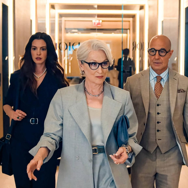 Stanley Tucci, Meryl Streep and Anne Hathaway USA. Stanley Tucci, Meryl Streep and Anne Hathaway in a scene from CWalt Disney Studios new film: The Devil Wears Prada 2 2026. PLOT: Follows Miranda Priestly s struggle against Emily Charlton, her former assistant turned rival executive, as they compete for advertising revenue amidst declining print media while Miranda nears retirement. LMK110-J11578-110226 MEDIA. Editorial Only. Landmark Media is not the copyright owner of these Film or TV stills but provides a service only for recognised Media outlets.,Image: 1074434421, License: Rights-managed, Restrictions: imago is entitled to issue a simple usage license at the time of provision. Personality and trademark rights as well as copyright laws regarding art-works shown must be observed. Commercial use at your own risk.;PUBLICATIONxNOTxINxUKxUSAxCAN, Model Release: no, Credit line: Supplied by LMK/imago stock&people/Profimedia