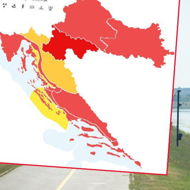 Jezero Jarun i karta upozorenja DHMZ-a za ponedjeljak 29. 6.