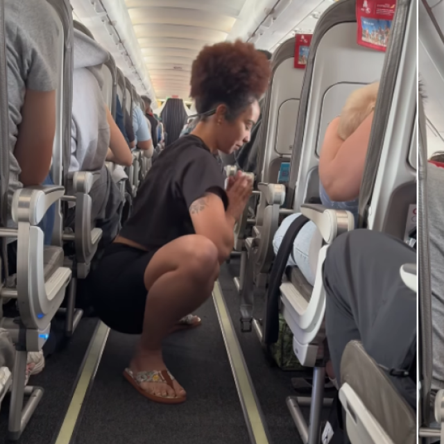 Rosa izvodi vježbe u avionu