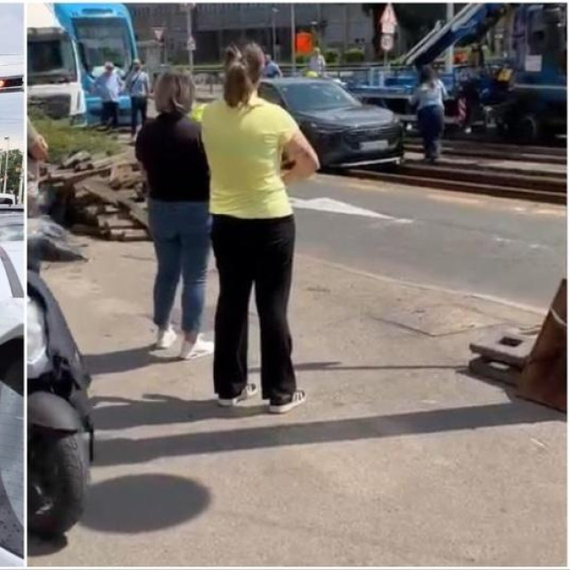 Zastoj tramvaja na križanju Savske i Vukovarske jer je osobno vozilo upalo u raskopane tračnice
 