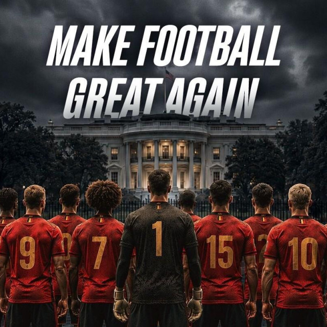 Fotomontaža s belgijskim igračima i porukom “Make football great again” koju je na društvenim mrežama objavio šef liberala Georges-Louis Bouchez