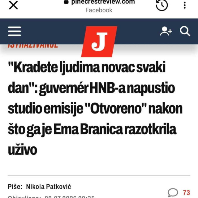 Lažni članak Jutarnjeg lista