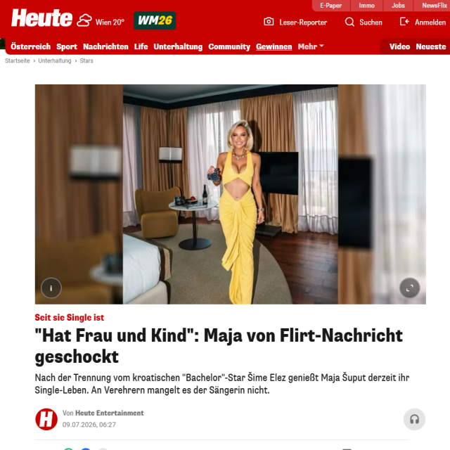 Austrijski Heute se raspisao o Maji Šuput