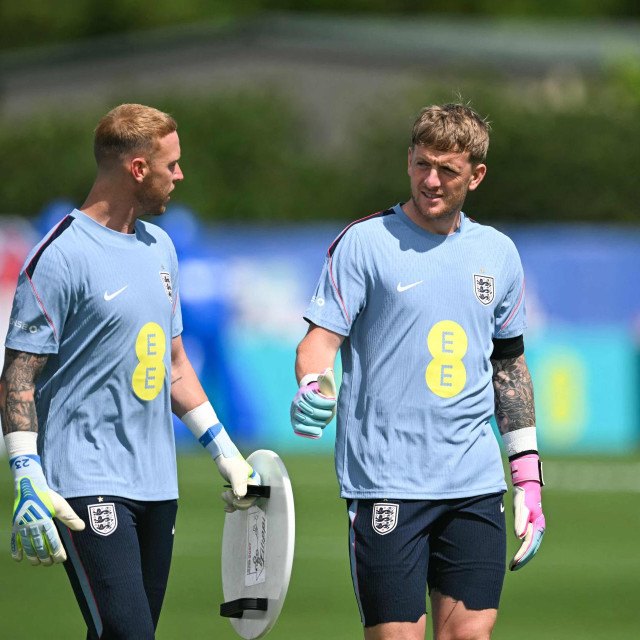 Engleski vratari Jason Steele, Jordan Pickford i Dean Henderson na treningu
