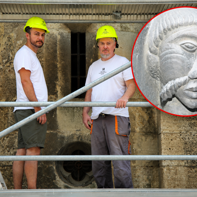Restauratori Matija Deak i Miroslav Jelenčić rade na restauraciji zagrebačke katedrale