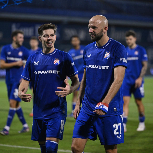 Miha Zajc i Josip Mišić nakon velike pobjede Dinama