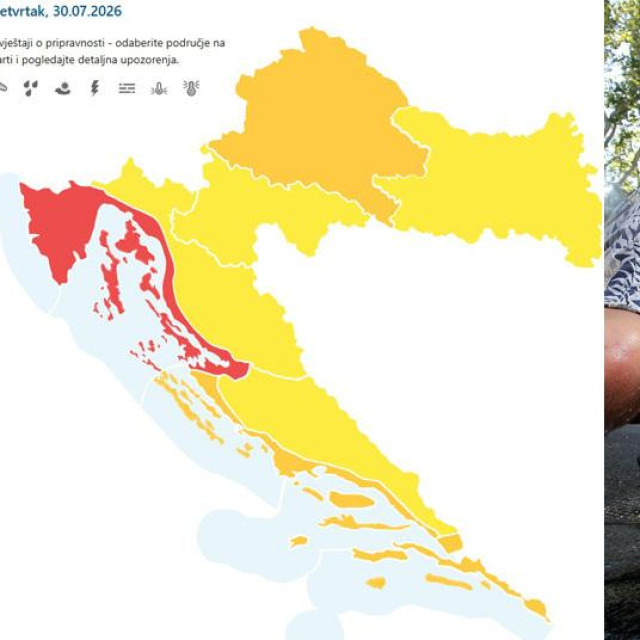Karta upozorenja za četvrtak 30. 7. i turisti na Zrinjevcu