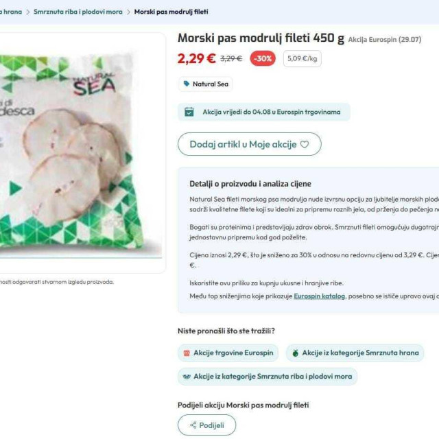 Modrulj u prodaji