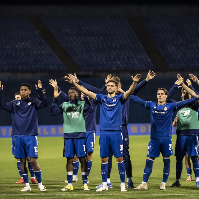 Nogometna utakmica 4. kola SuperSport HNL-a, GNK Dinamo - NK Varaždin, slavlje igrača Dinama
 