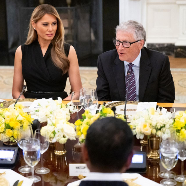 Donald Trump, Melania Trump i  Bill Gates na večeri u Bijeloj kući, 2025.