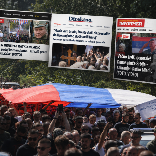 Pogreb Ratka Mladića i naslovnice srpskih portala