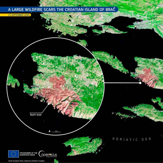 Satelitske snimka Brača