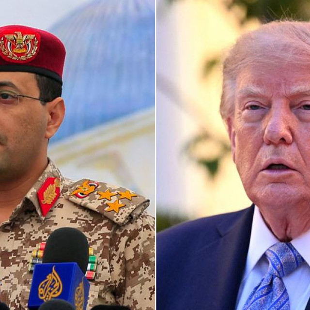 Glasnogovornik hutista Yahya Saree; američki predsjednik Donald Trump