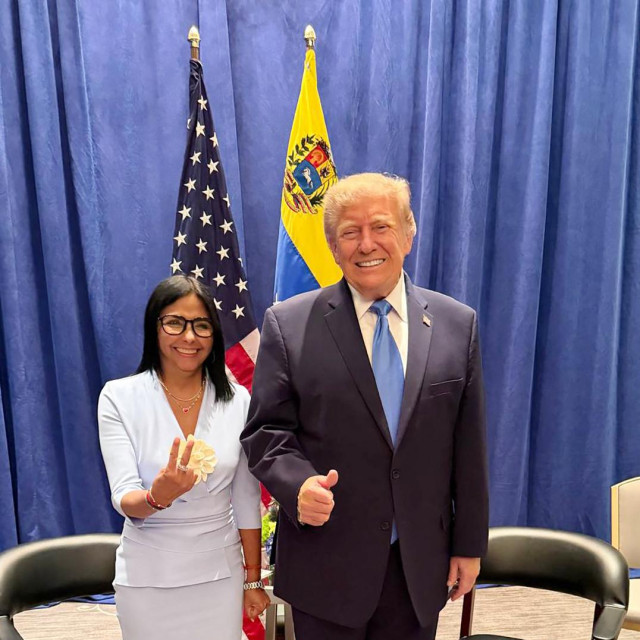 Delcy Rodriguez i Donald Trump, fotografija snimljena 22. rujna
