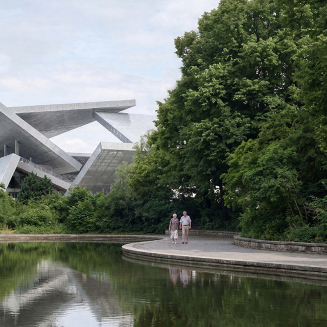 Prvonagrađeni rad za novi stadion Maksimir, pogled iz parka