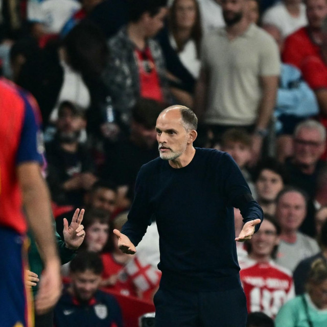 Thomas Tuchel tijekom utakmice Engleske i Španjolske na Wembleyu