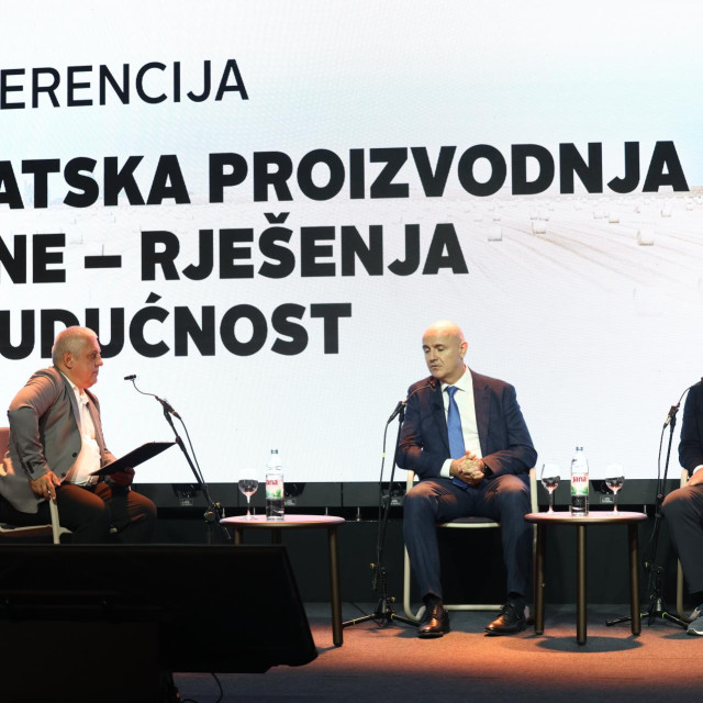 Konferencija Hrvatska proizvodnja hrane - Rješenja za buducnost u organizaciji Jutarnjeg lista 2025. godine.
Na fotografiji: Davor Doko, Marko Pipunić
 