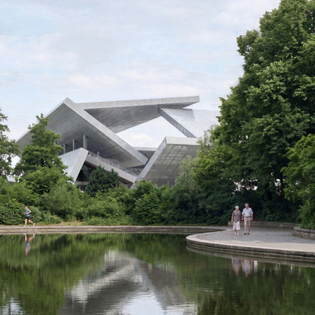 Prvonagrađeni rad za novi stadion Maksimir, pogled iz parka