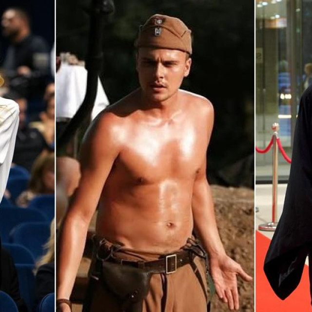Glumica Iva Štrljić na premijeri; scena iz filma ”Zlatni rez ‘42 - Djeca Kozare”; pravoslavni svećenik na premijeri