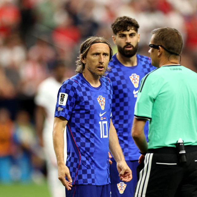 Harry Kane, Luka Modrić i Joško Gvardiol tijekom utakmice Engleske i Hrvatske na SP-u 2026.