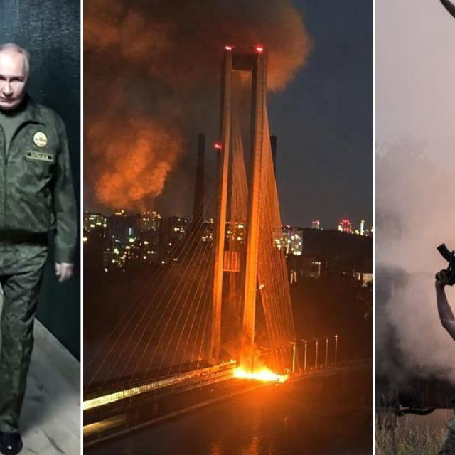Valerij Gerasimov i Vladimir Putin; ruski napad na most u Kijevu; ukrajinski vojnik