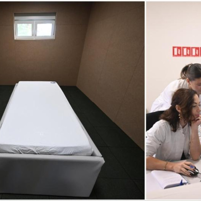 Soba za ograničavanje i odvajanje pacijenata na dječjem forenzičkom odjelu i Dr. Štefanac sa specijalizanticama dječje i adolescentne psihijatrije u Ravniku