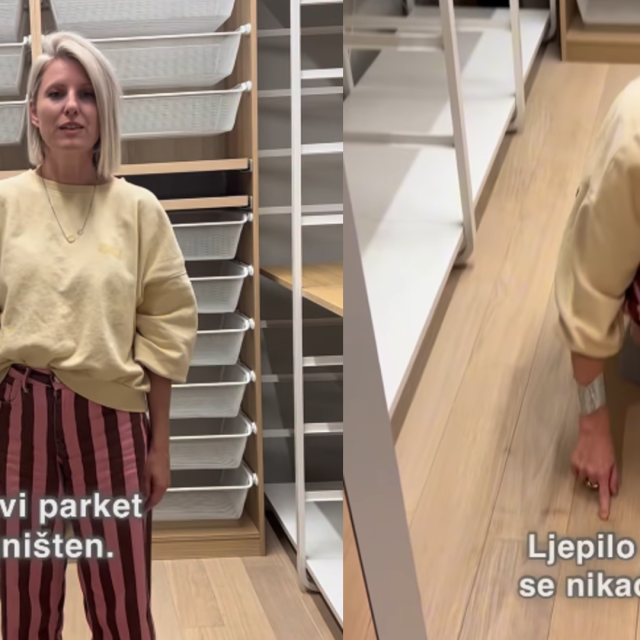 Ida Prester pokazuje novi parket koji je uništen od ljepila