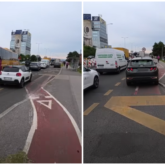 Nepropisno zaustavljen automobil na autobusnom ugibalištu i biciklističkoj stazi