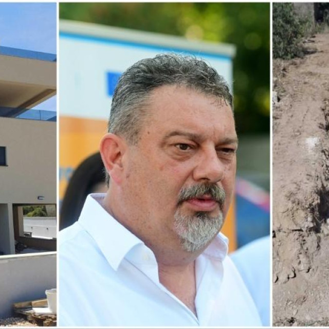 Ivica Perić i i zgrada u Ulici don Mate Šantića u Kaštel Novom gdje su se izvodili radovi ilegalnog priključenja na vodovod