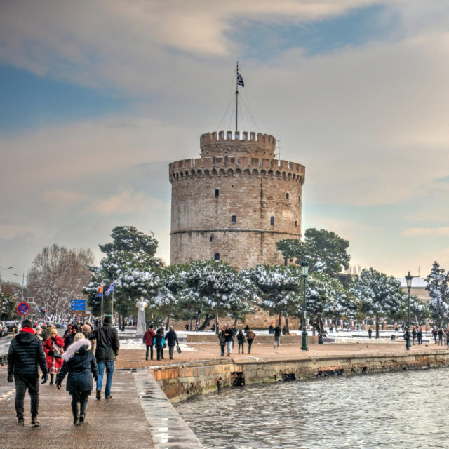 Thessaloniki city center in wintertime