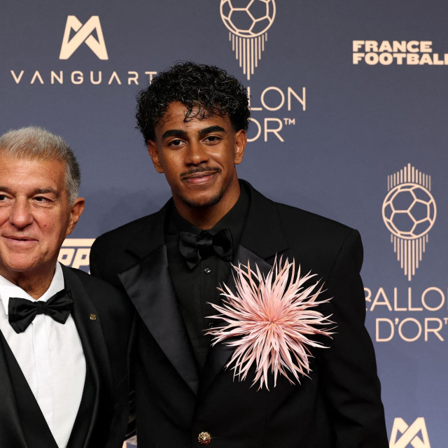 Predsjednik Barce Joan Laporta i Lamine Yamal