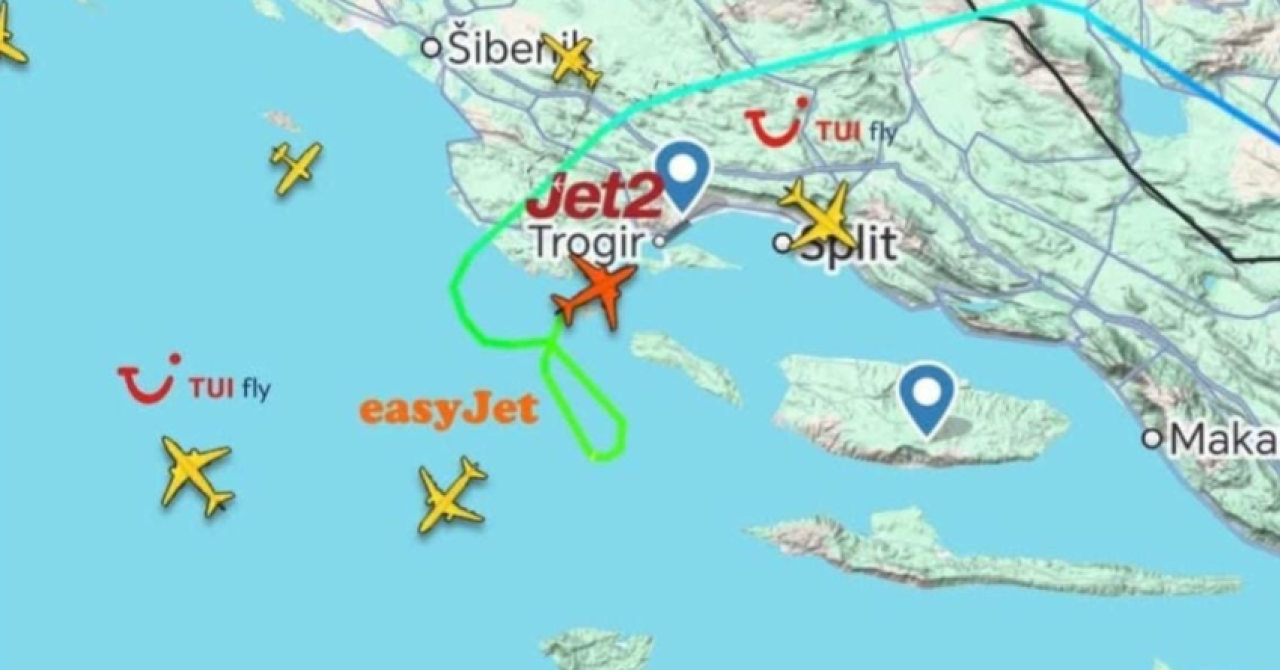 Drama iznad Splita, ovo je putanja kojom je letio Boeing Jet2. Nitko od putnika nije ozlijeđen